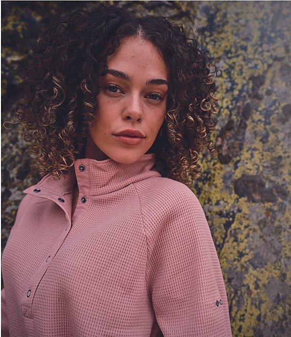 Columbia Holly Hideaway Waffle Knit Mock Neck Long Sleeves Snap Front Top Product Image