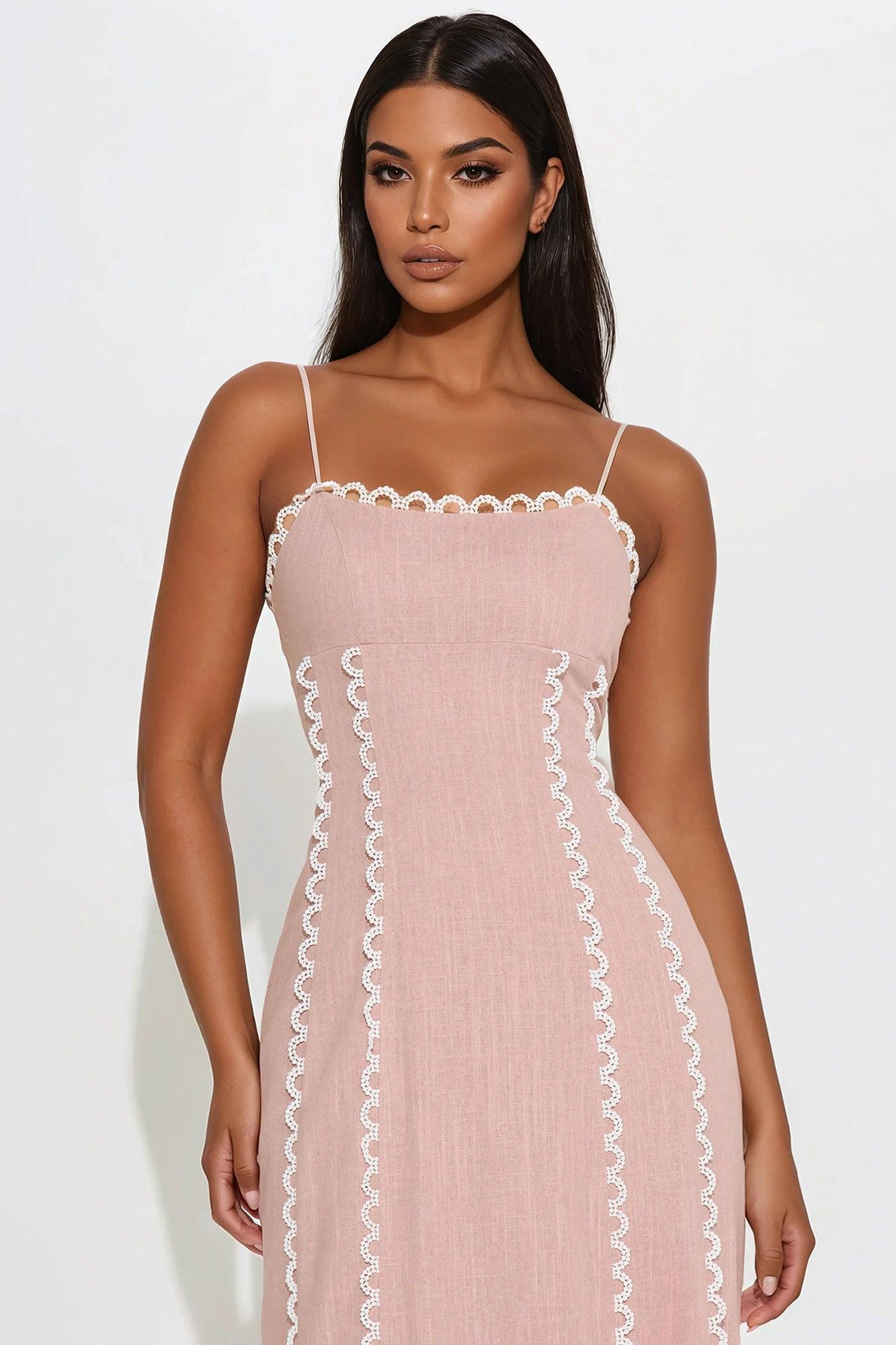 Eileen Linen Maxi Dress - Mauve Product Image