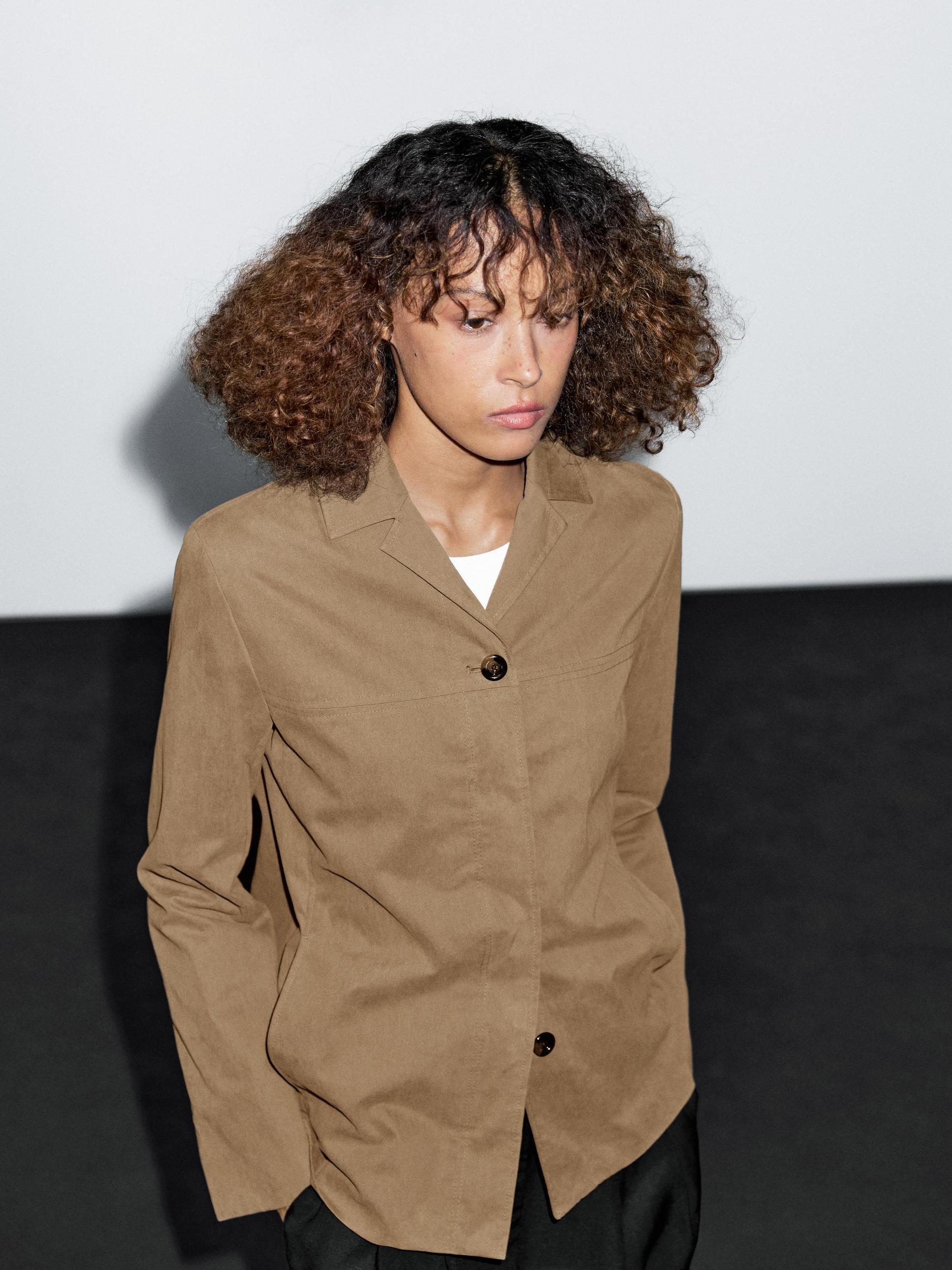 Cotton blend blazer with button detail Product Image