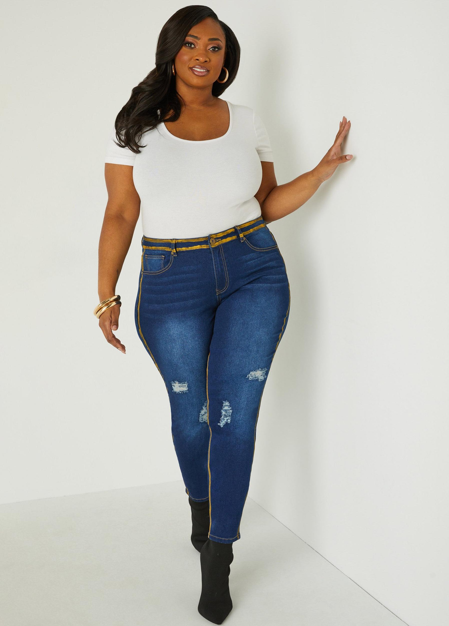 Painted Distressed Skinny Jeans Product Image