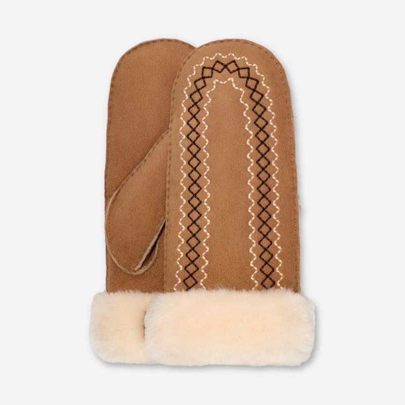 Womens Atherson Embroidered Sheepskin Mittens Product Image