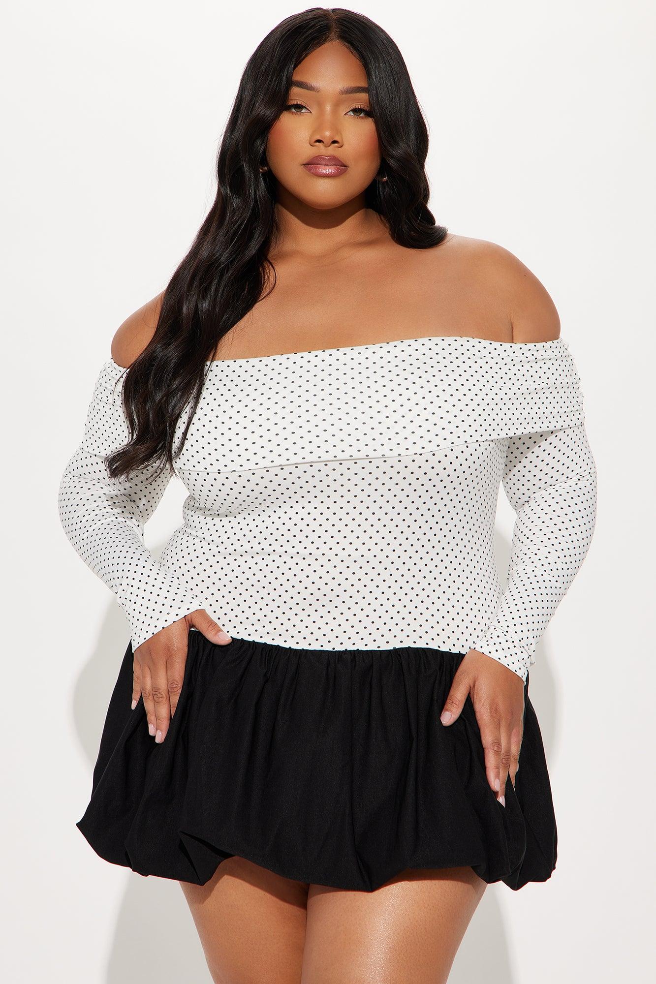 Lorena Polka Dot Bubble Mini Dress - White/Black Product Image