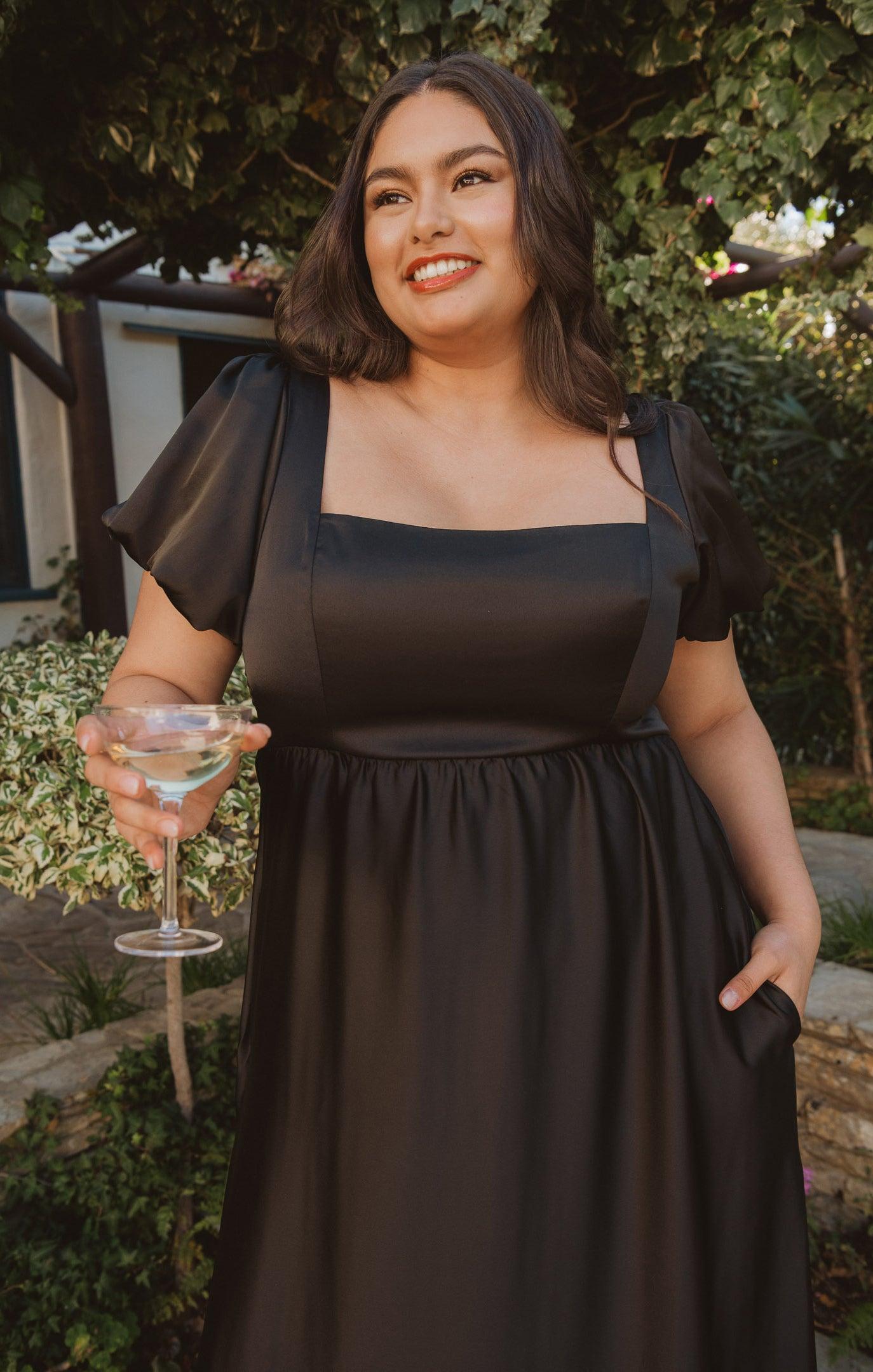 Nora Maxi Dress ~ Black Luxe Satin Product Image