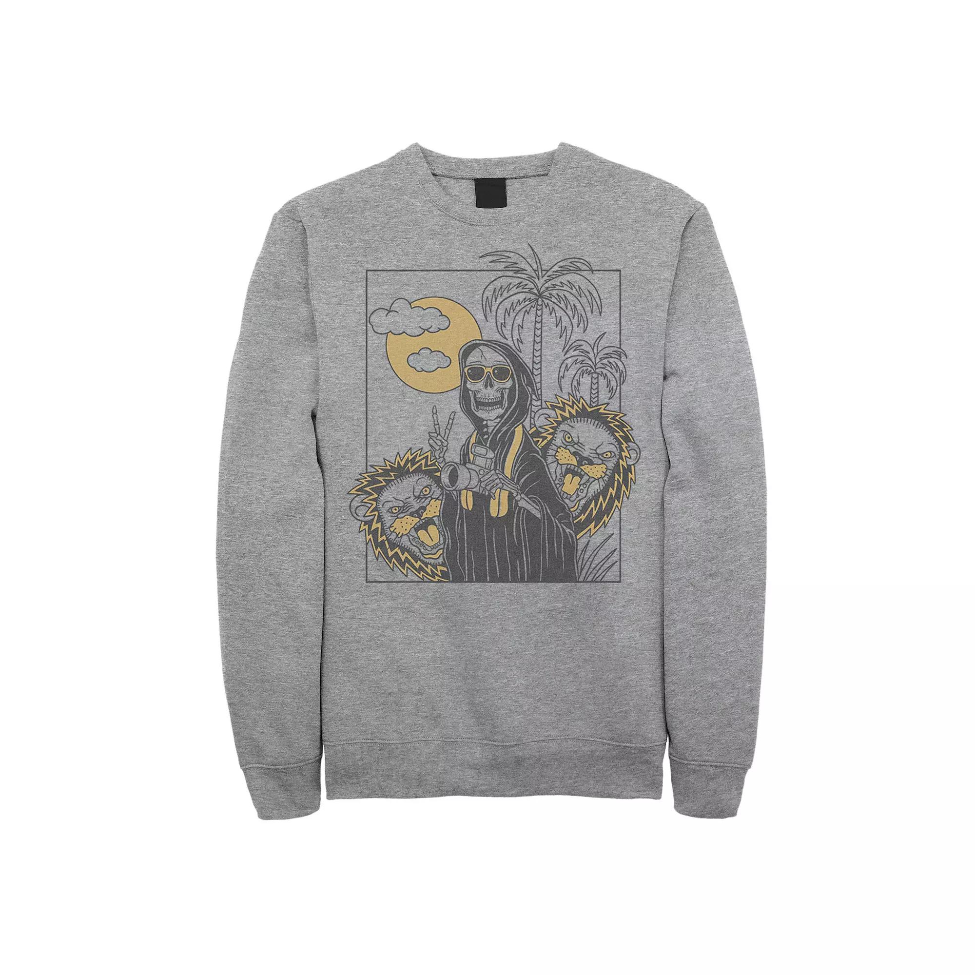 Men's Grim Reaper Safari Line Art Portrait Fleece,  Product Image