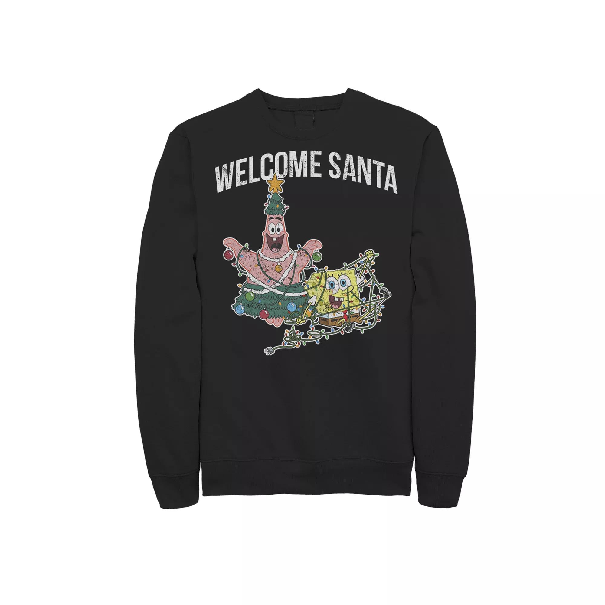 Men's Nickelodeon Spongebob Squarepants Patrick Star Welcome Santa Christmas Graphic Fleece Pullover,  Product Image