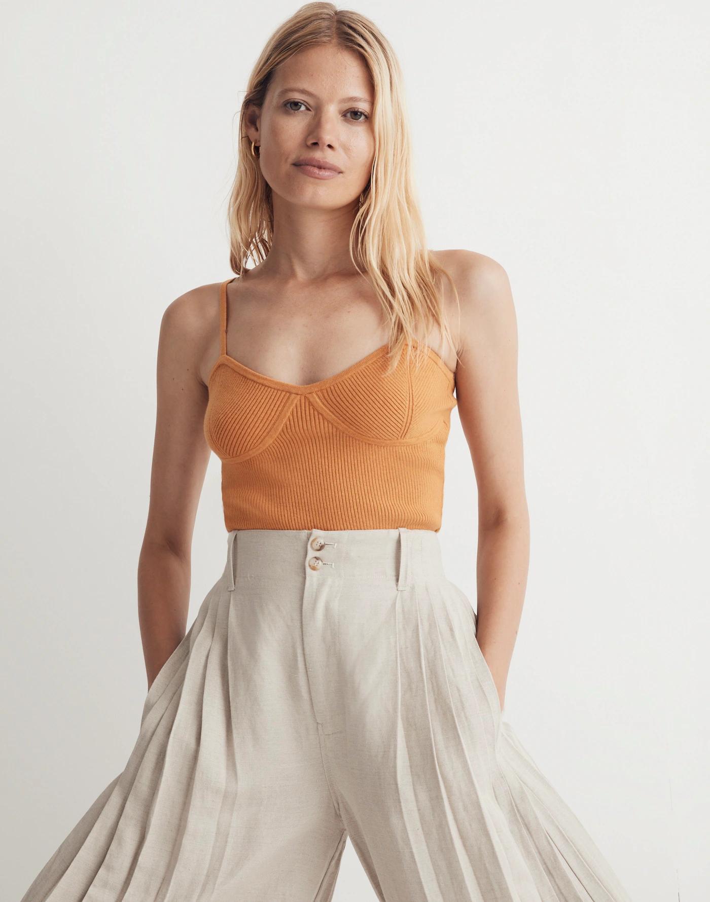 Corset-Detail Crop Sweater Tank Product Image