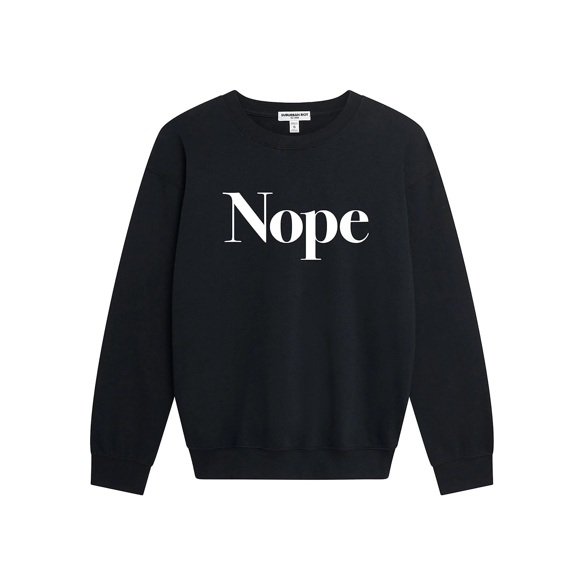 Womens Nope Graphic Crewneck Pullover, Girls Product Image