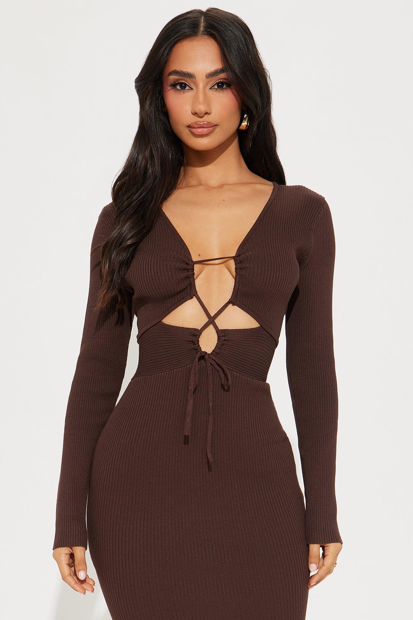 Mariana Sweater Mini Dress - Brown Female Product Image