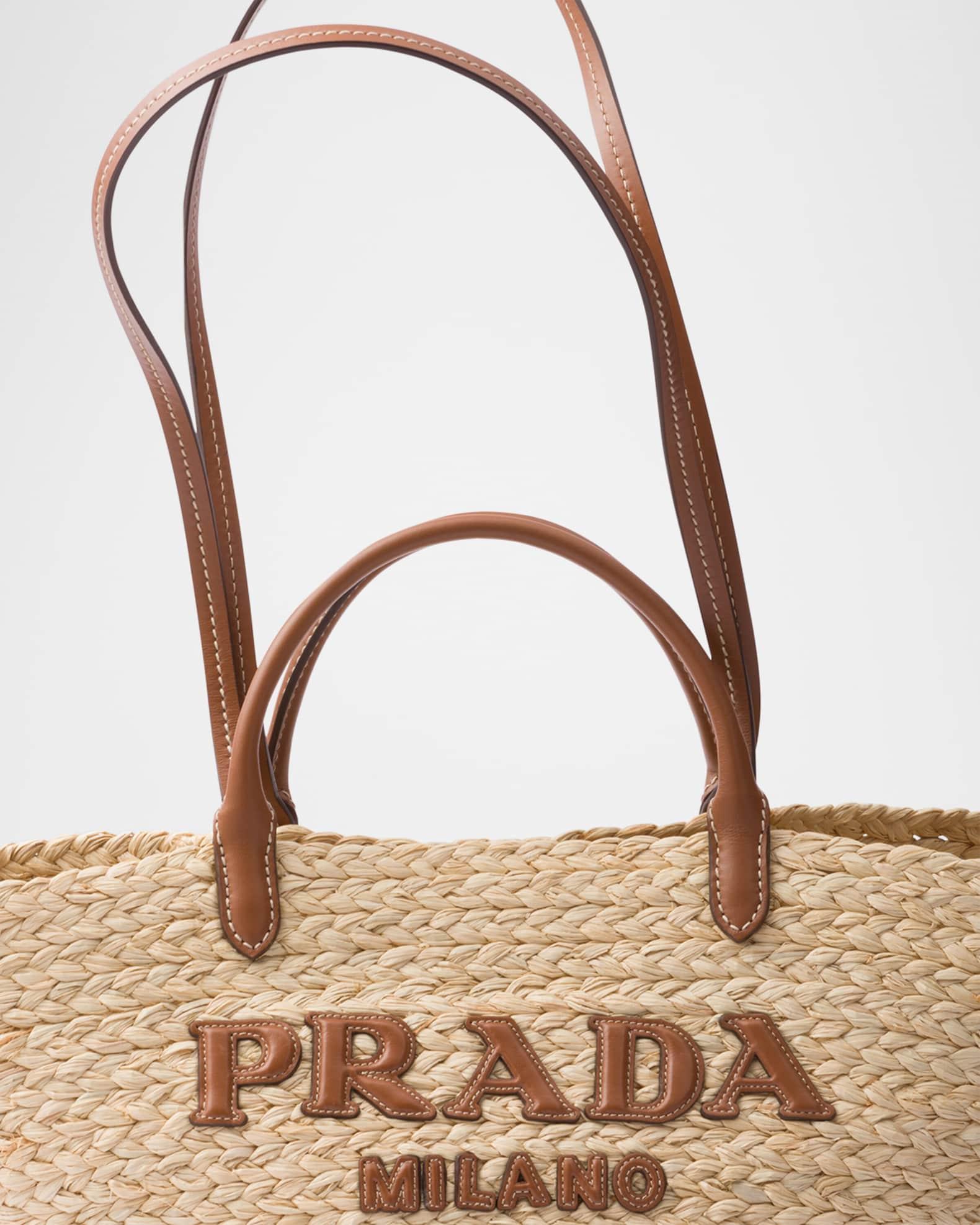 Large Raffia and Leather Tote Bag Product Image