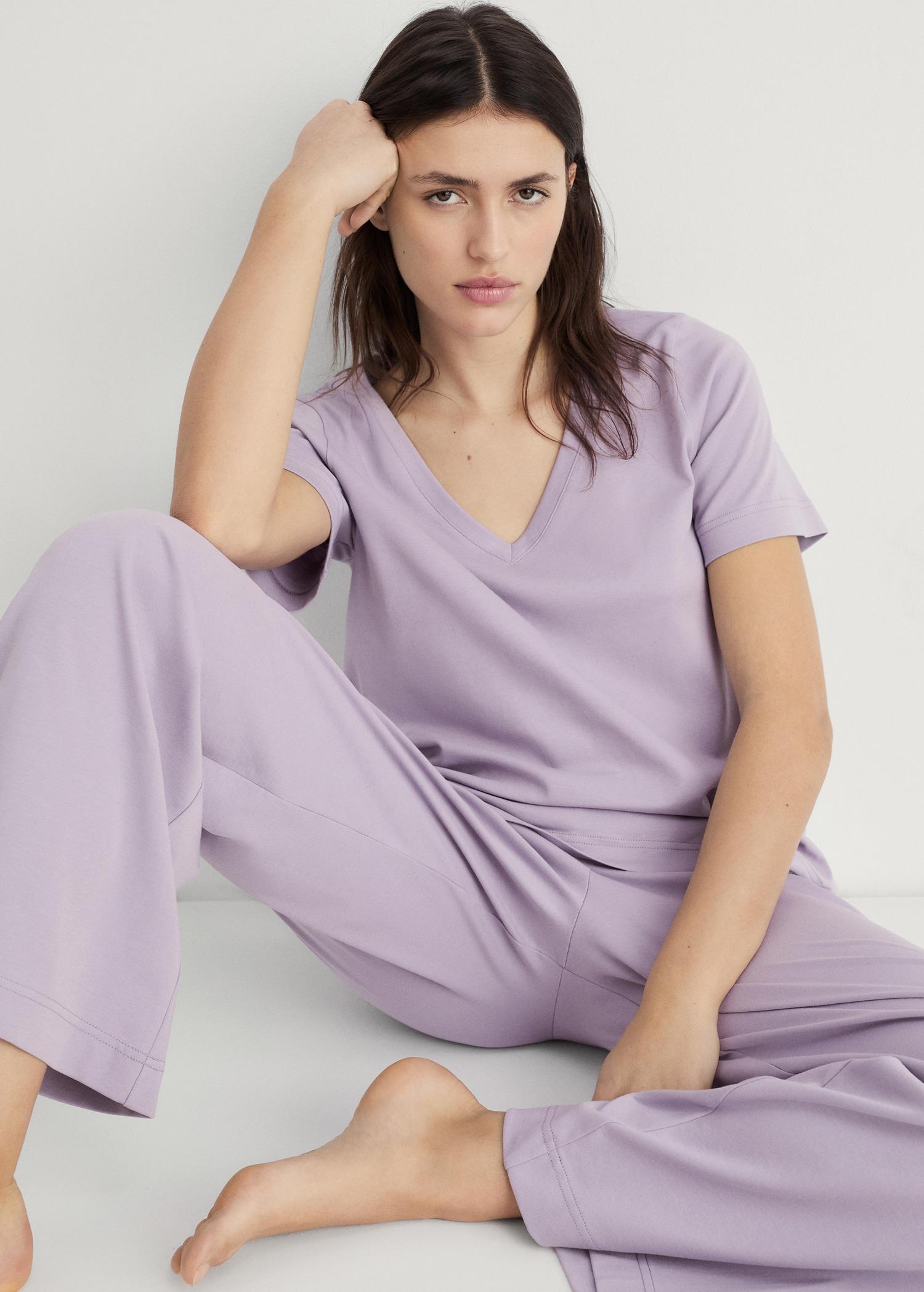 Plain cotton pajama pants - Women | MANGO USA Product Image