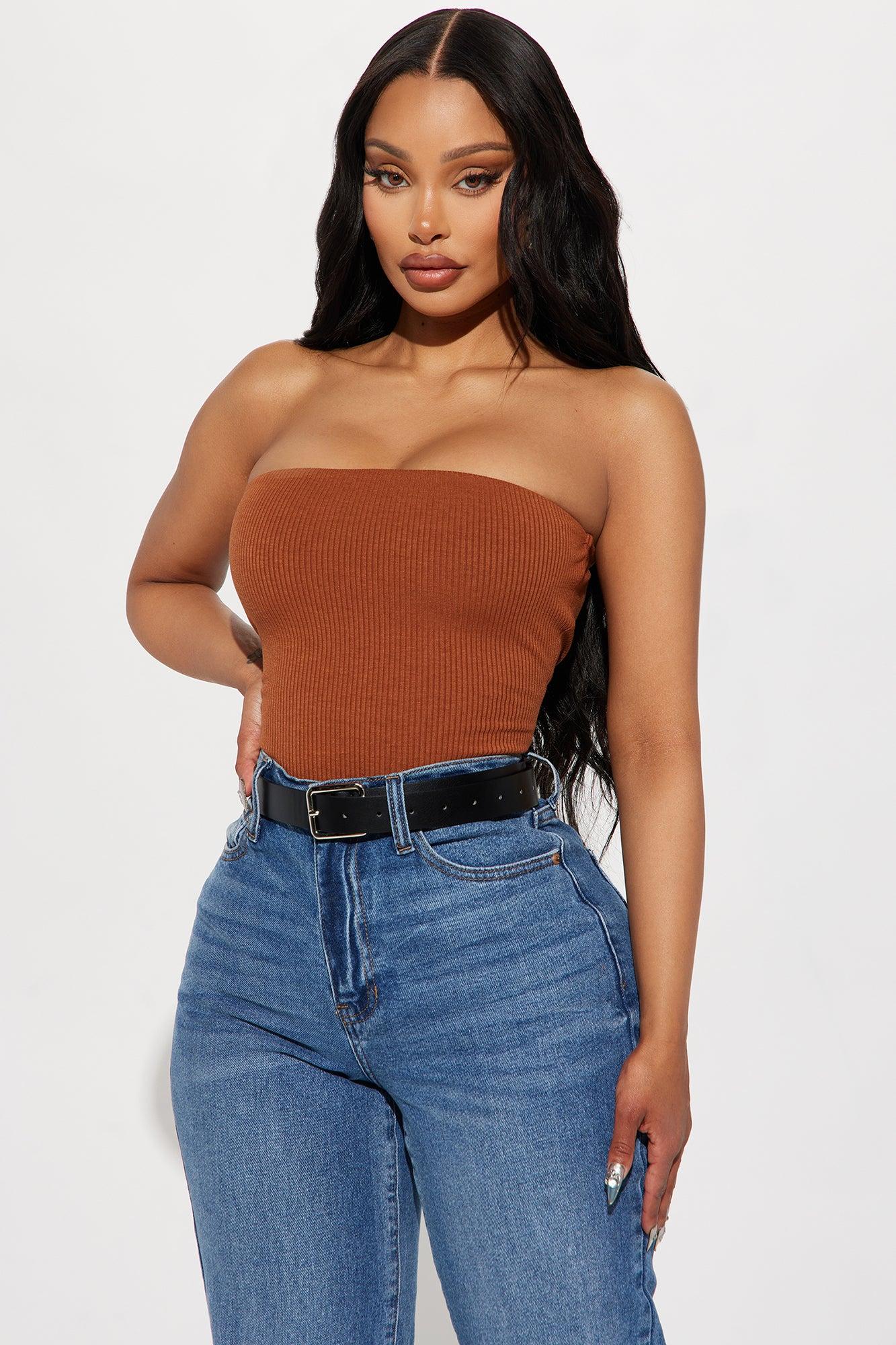 Demi Double Lined Tube Bodysuit - Mocha Product Image
