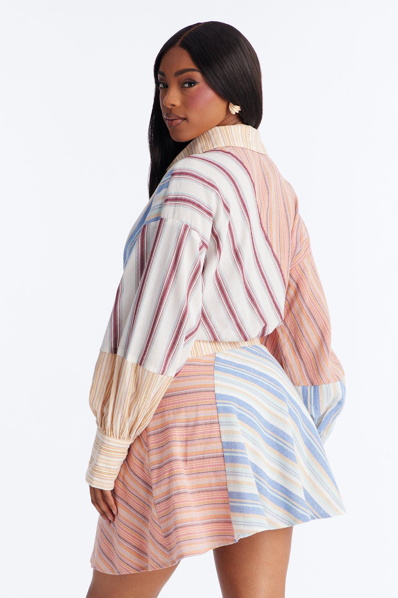 Shiloh Striped Linen Mini Dress - Multi Color Female Product Image
