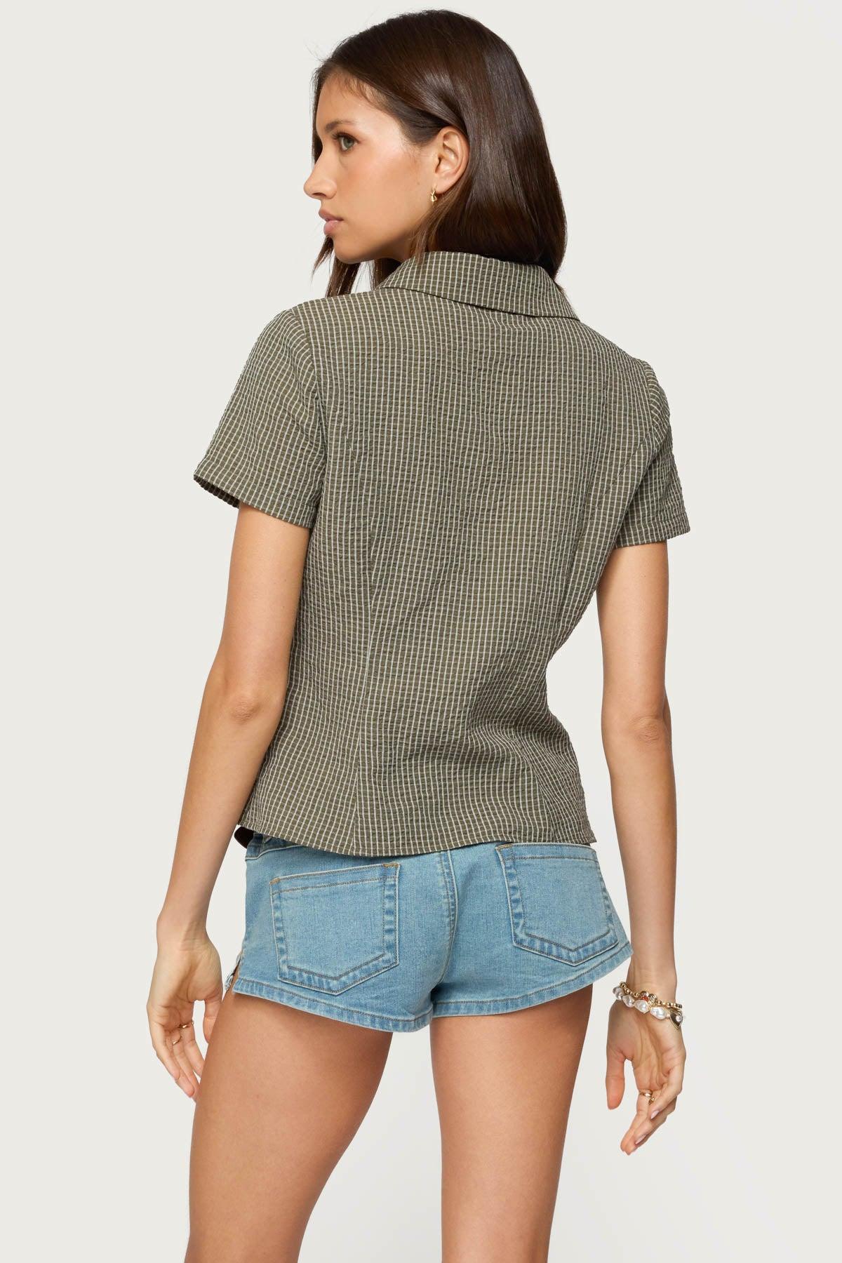 Alisa Plaid Tailored Button Up Shirt Product Image