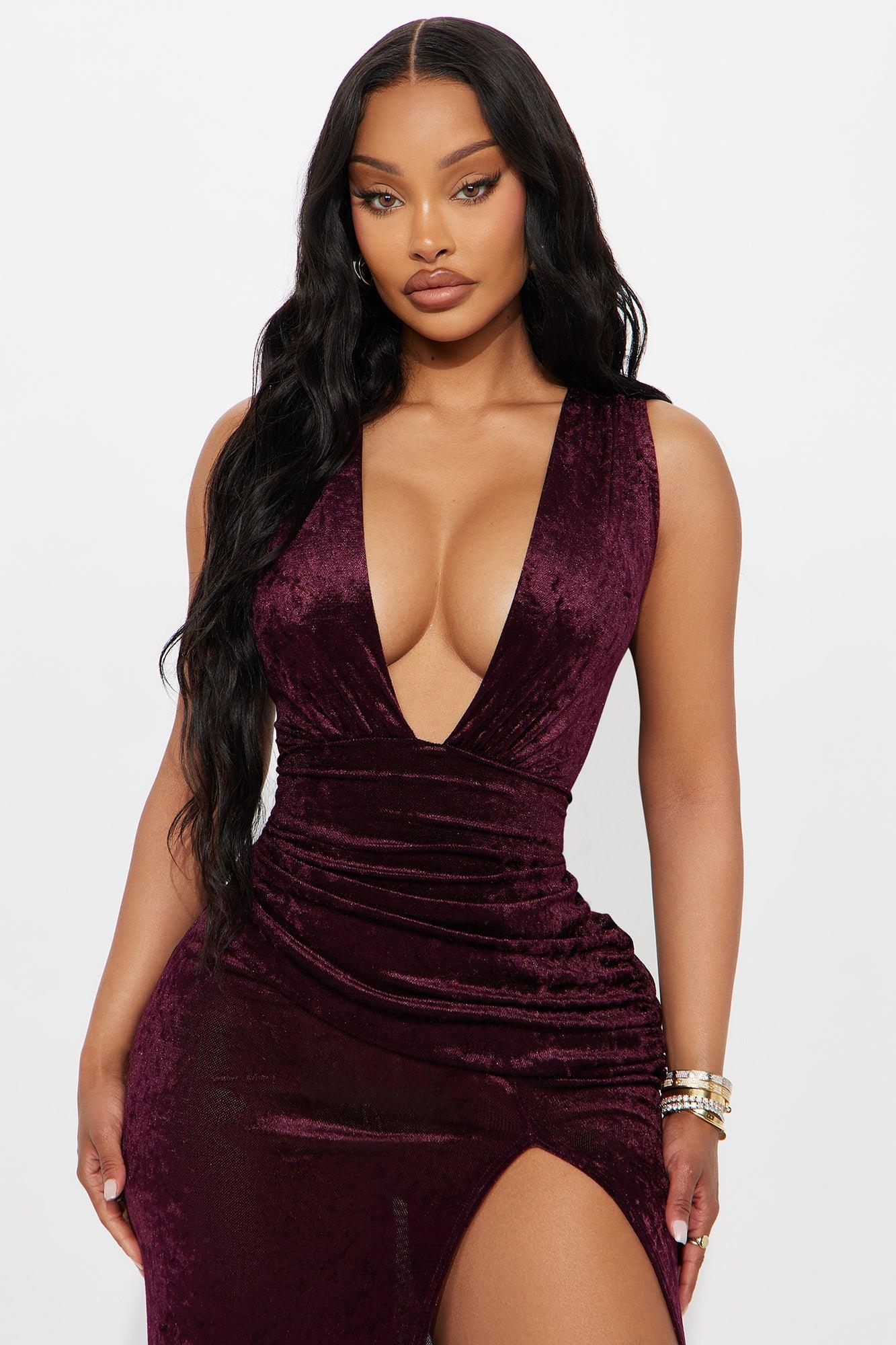 Ariella Velvet Maxi Dress - Burgundy Female Product Image