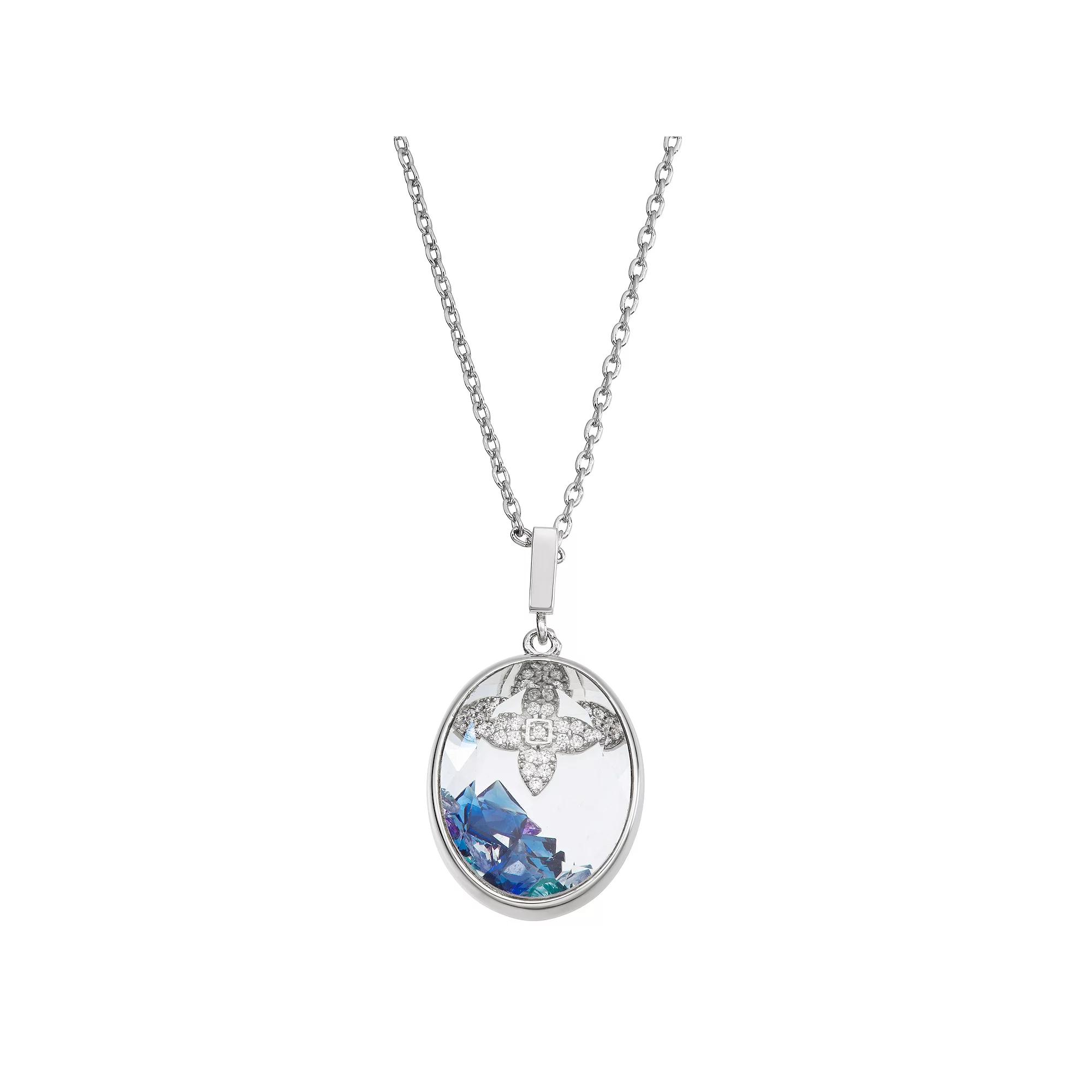 La Lumina Silver-Plated Cubic Zirconia Accent Star Shaker Pendant Necklace, Women's, Size: 18", Silver Tone Blue Product Image