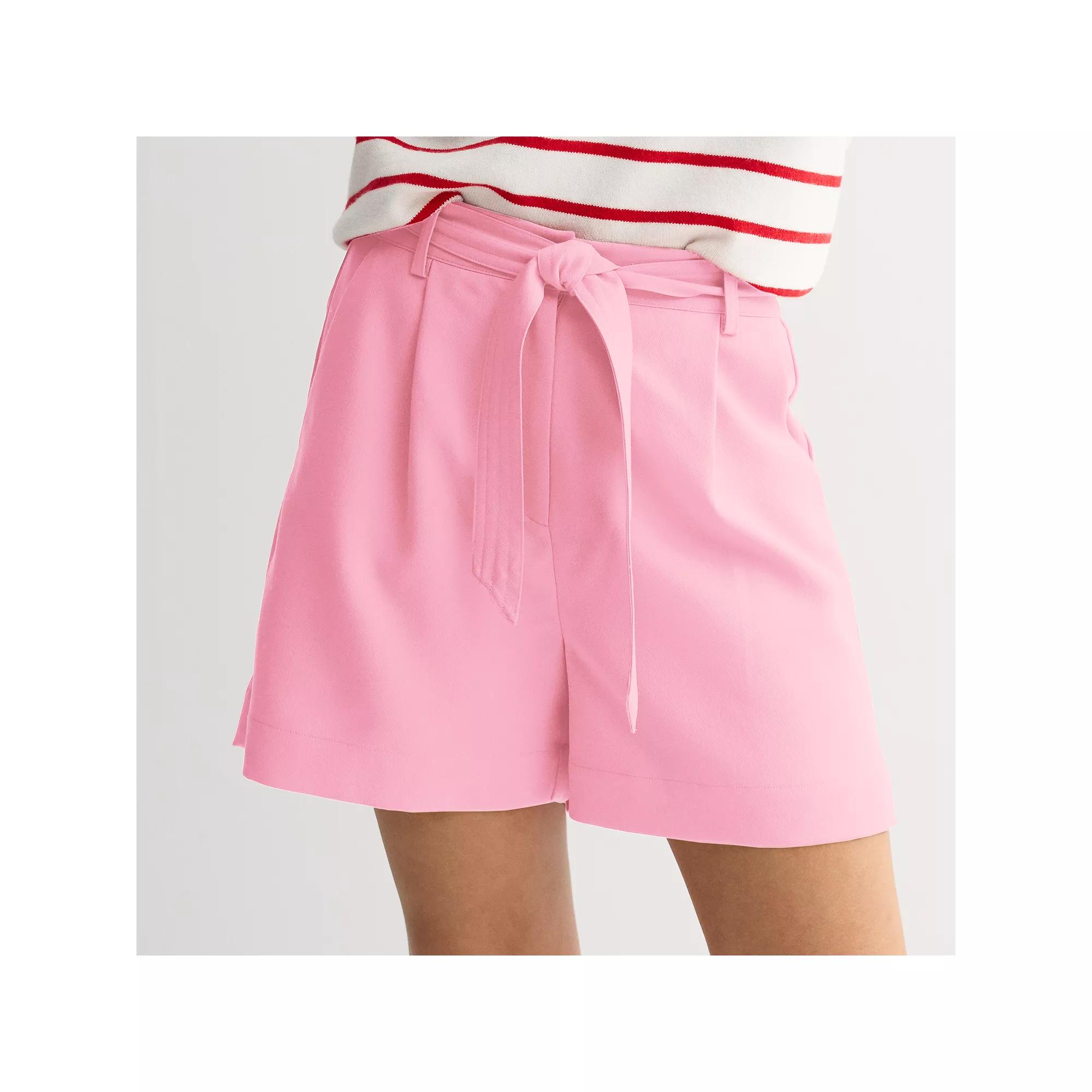Women's Draper James Twill Belted Shorts, Size: Medium, Pink Product Image