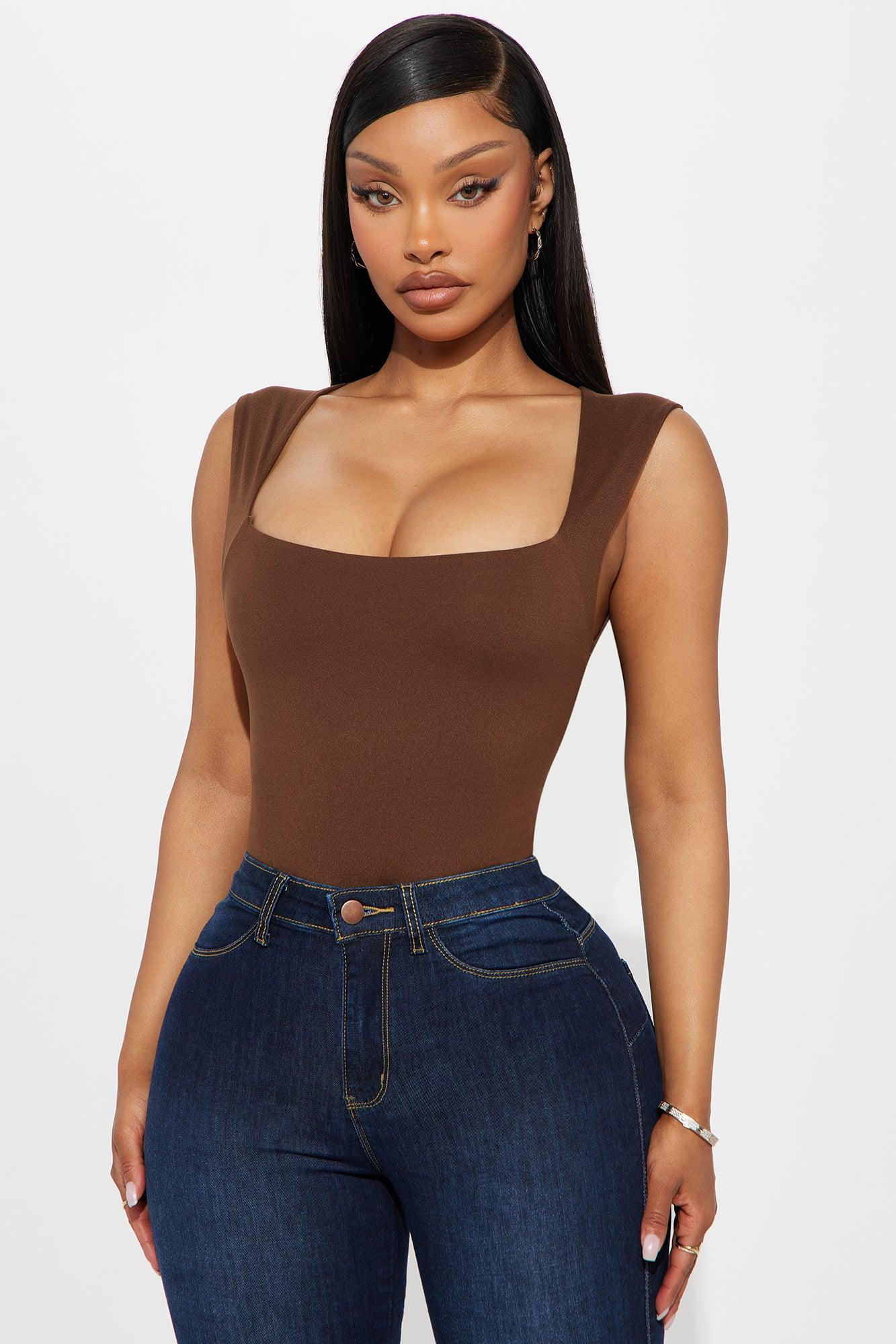 Serena Square Neck Bodysuit - Chocolate Product Image