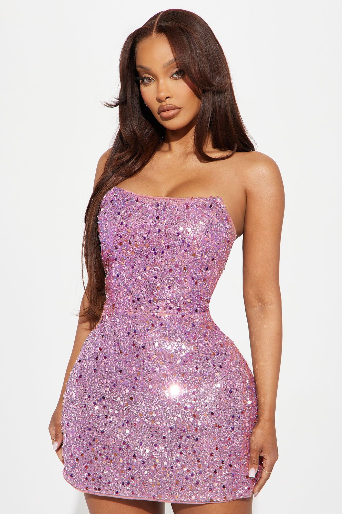 Pearls of Wisdom Sequin Mini Dress - Pink Product Image