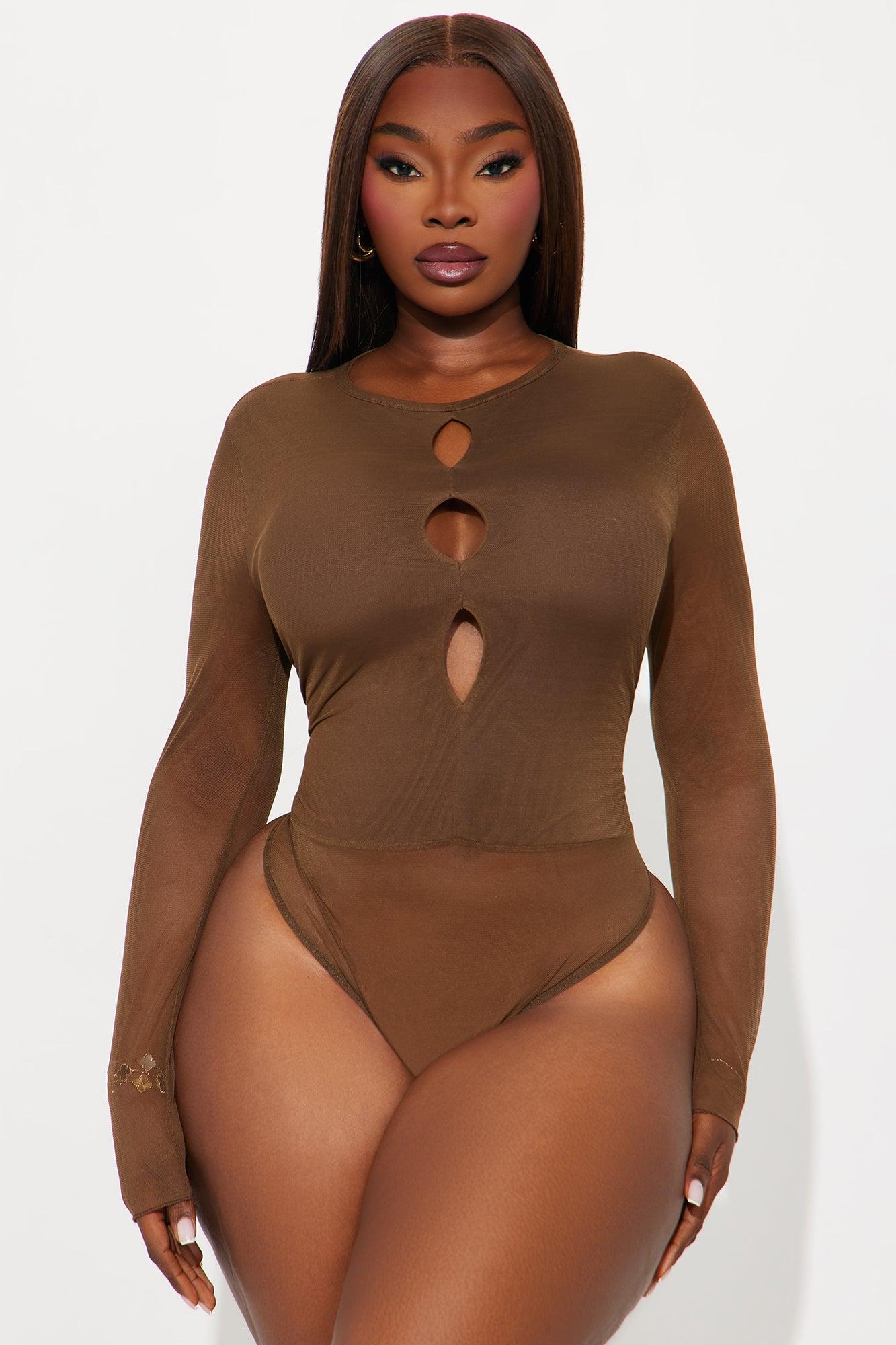 Letitia Mesh Long Sleeve Bodysuit - Chocolate Female Product Image