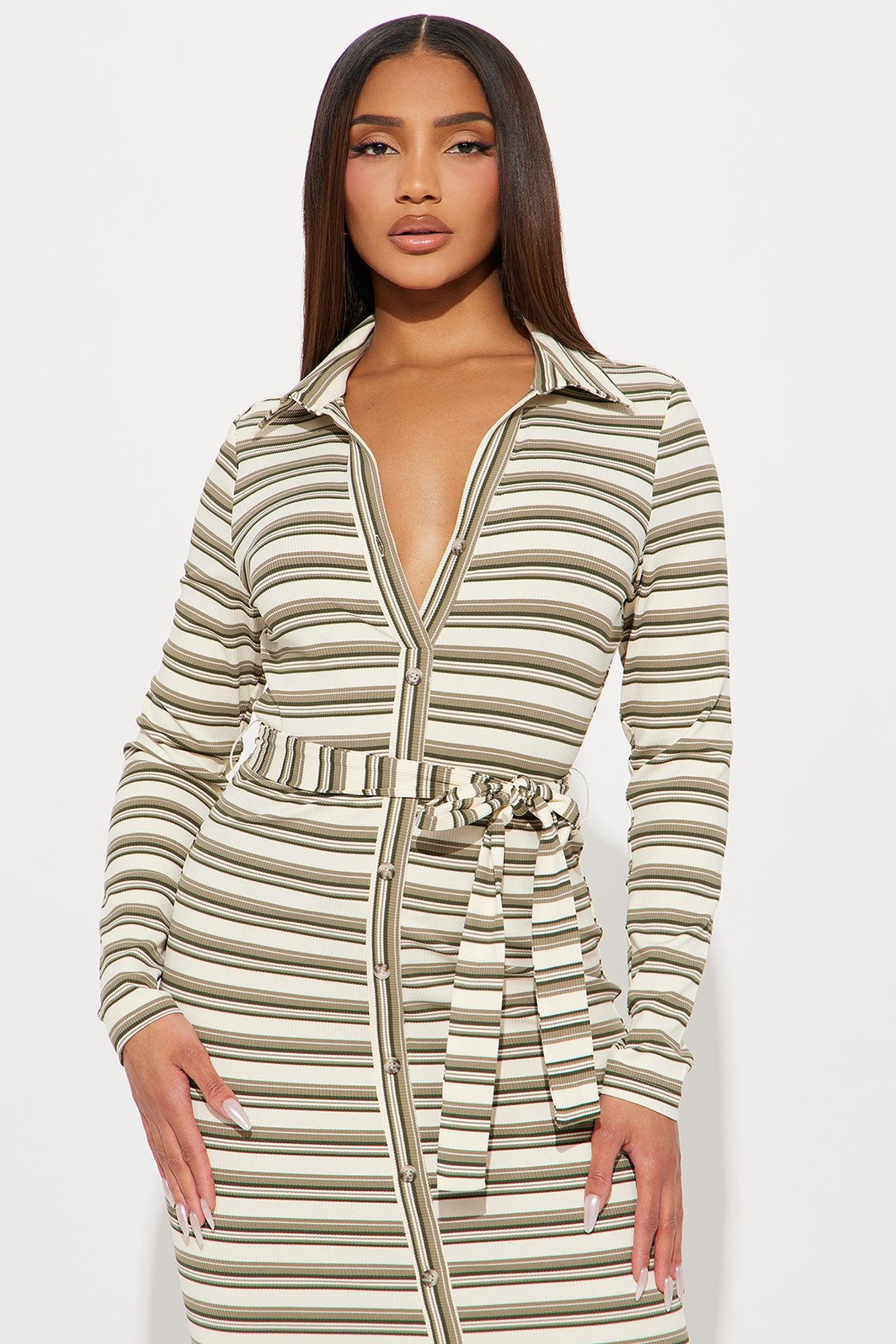 Carissa Ribbed Maxi Dress - Olive/combo Product Image