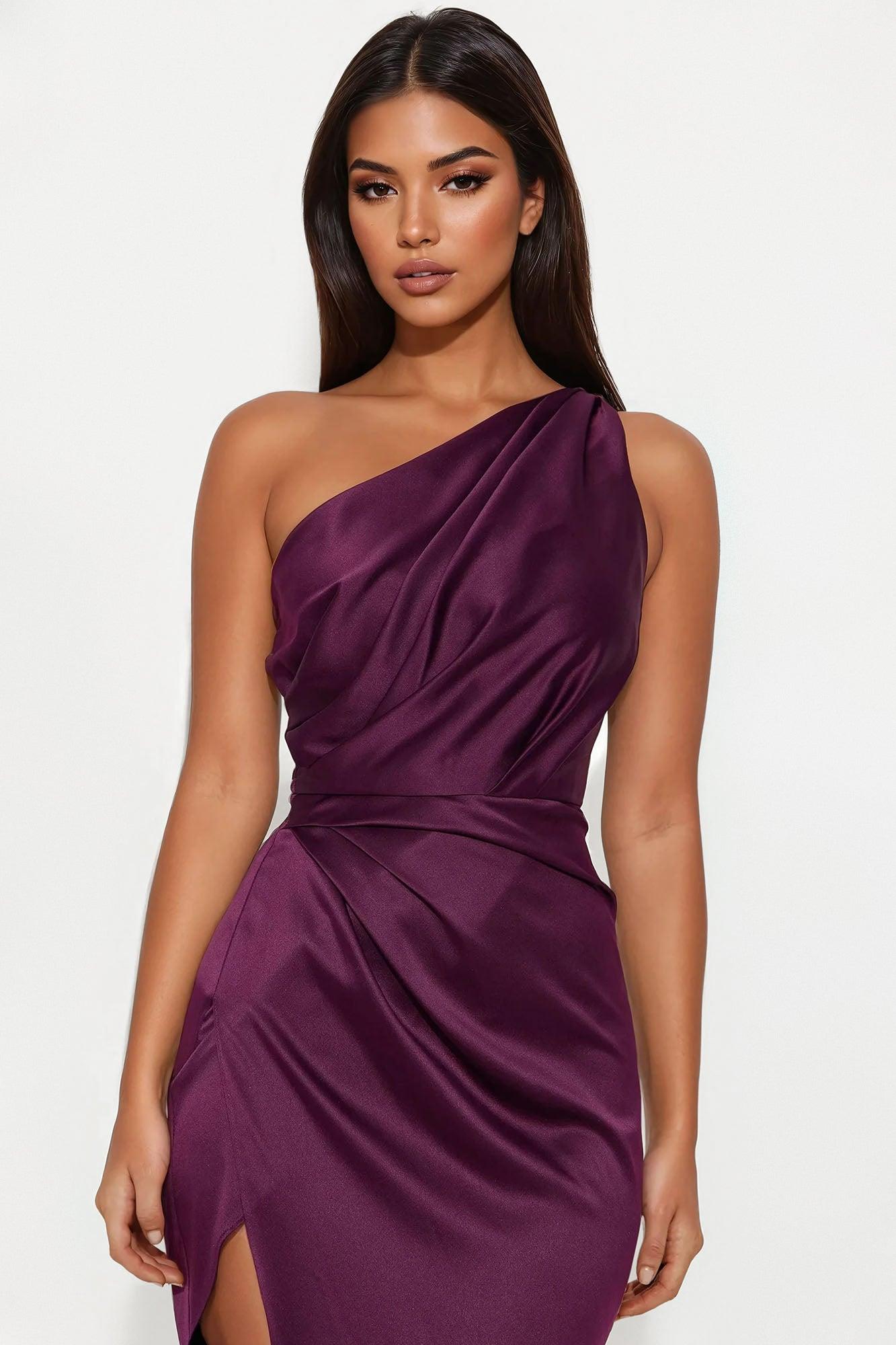 Gracie Satin Maxi Dress - Plum Female Product Image