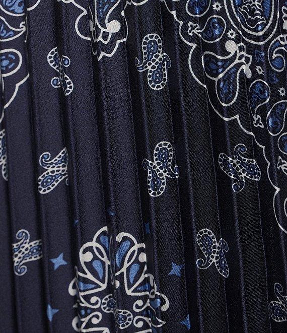 Skies Are Blue Bandana Print V-Neck Sleeveless Pleated Maxi Dress Product Image