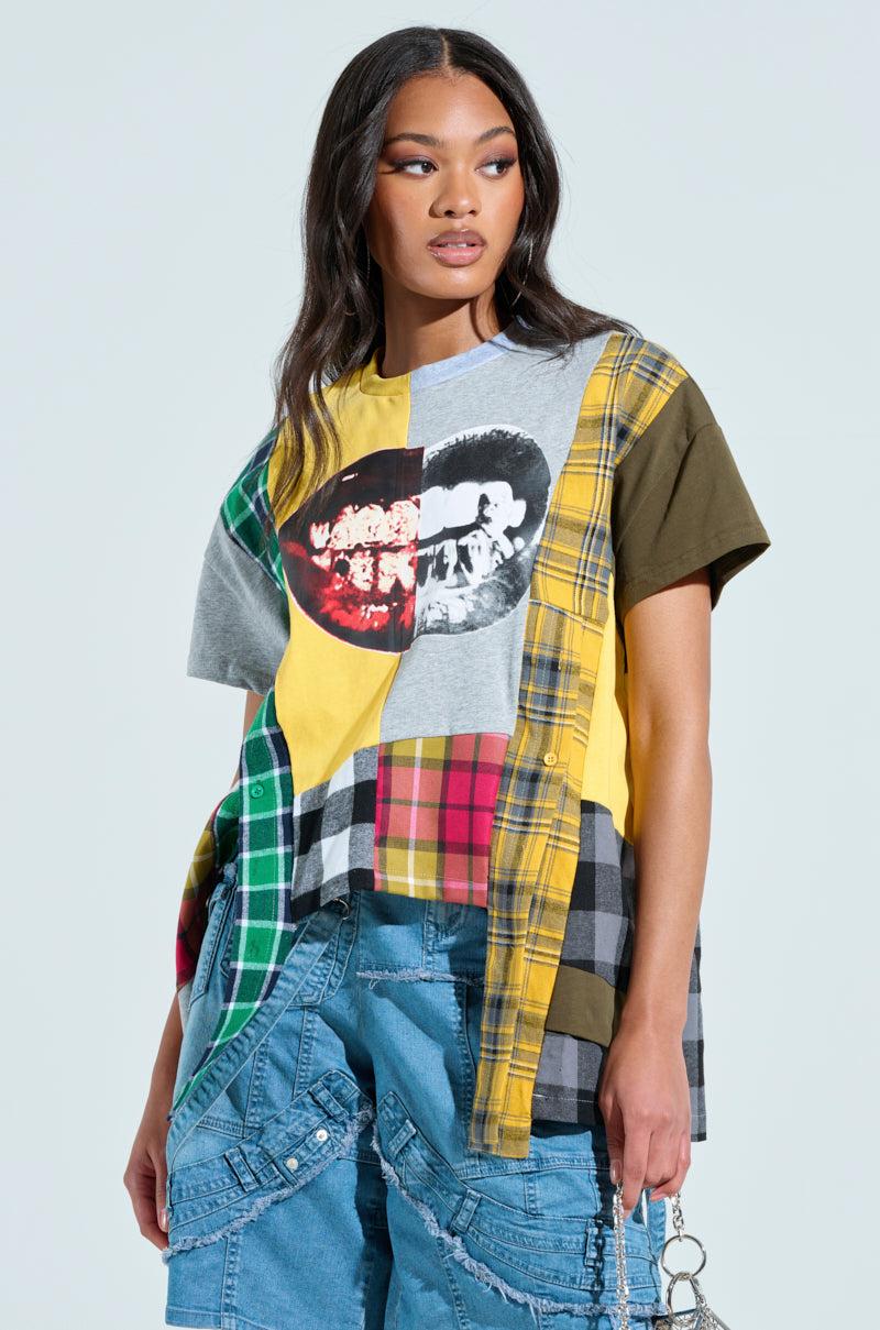 REBUILT OVERSIZED FLANNEL T-SHIRT Product Image