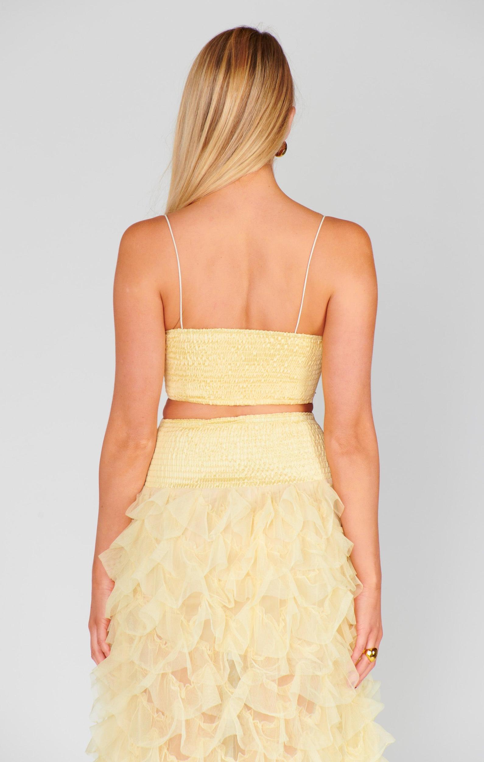 All Night Skort ~ Pale Yellow Luxe Satin Product Image