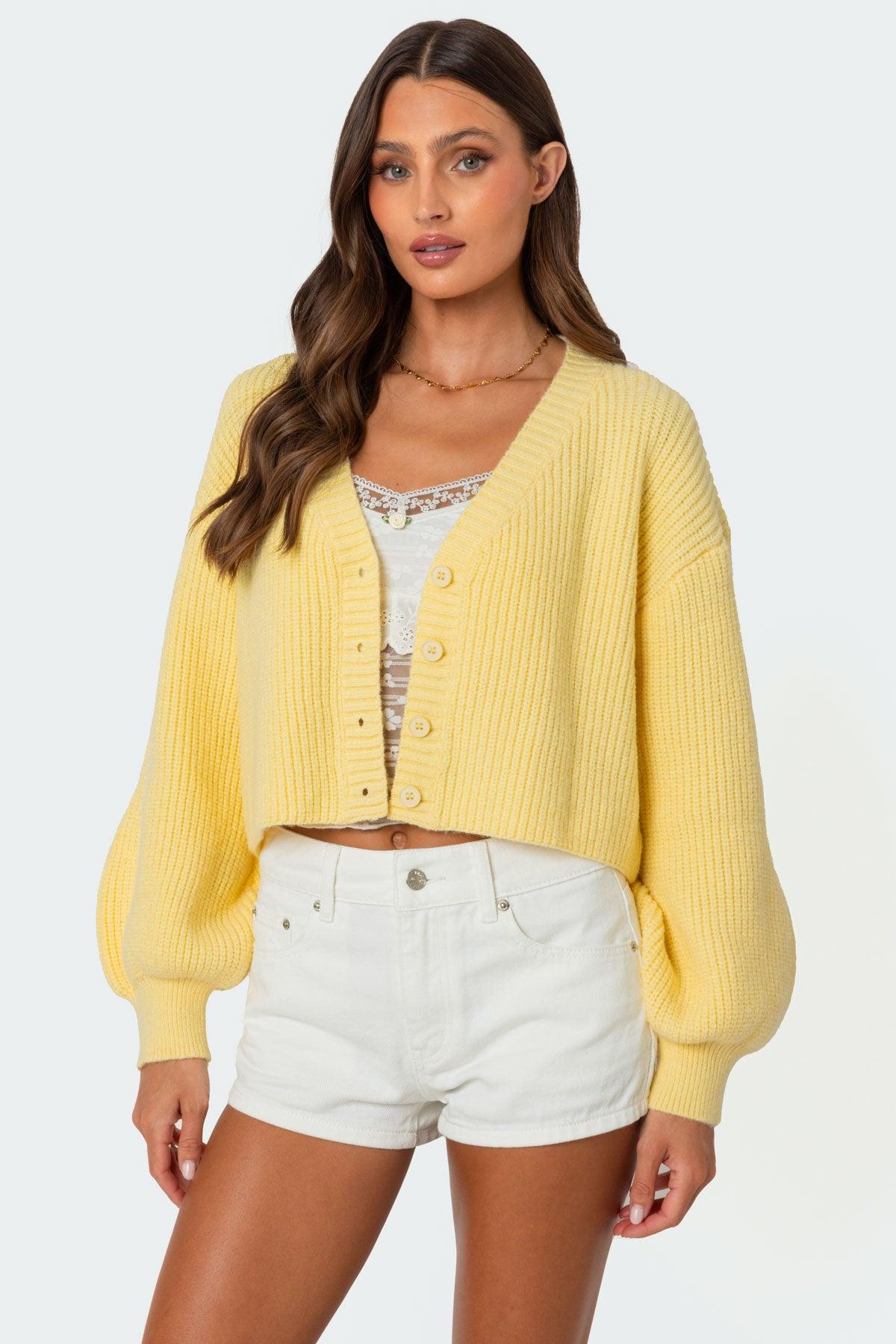 Sabrina Chunky Knit Cropped Cardigan Product Image