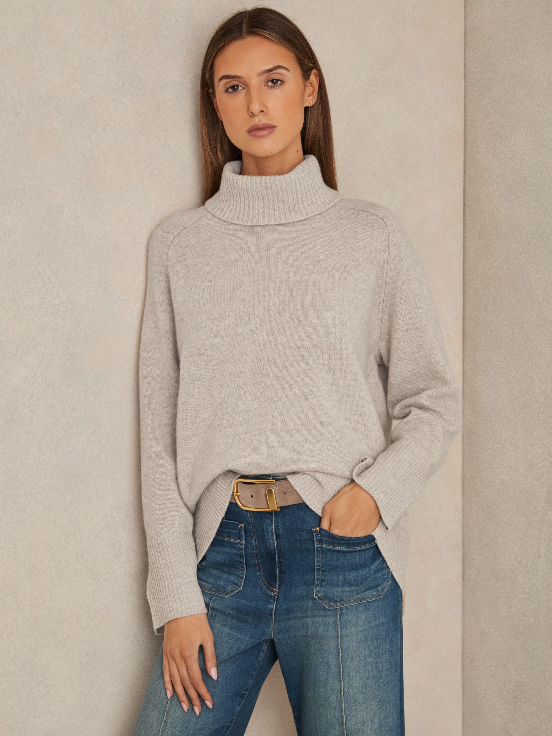 Wool-Cashmere Roll-Neck Jumper in Oatmeal Product Image