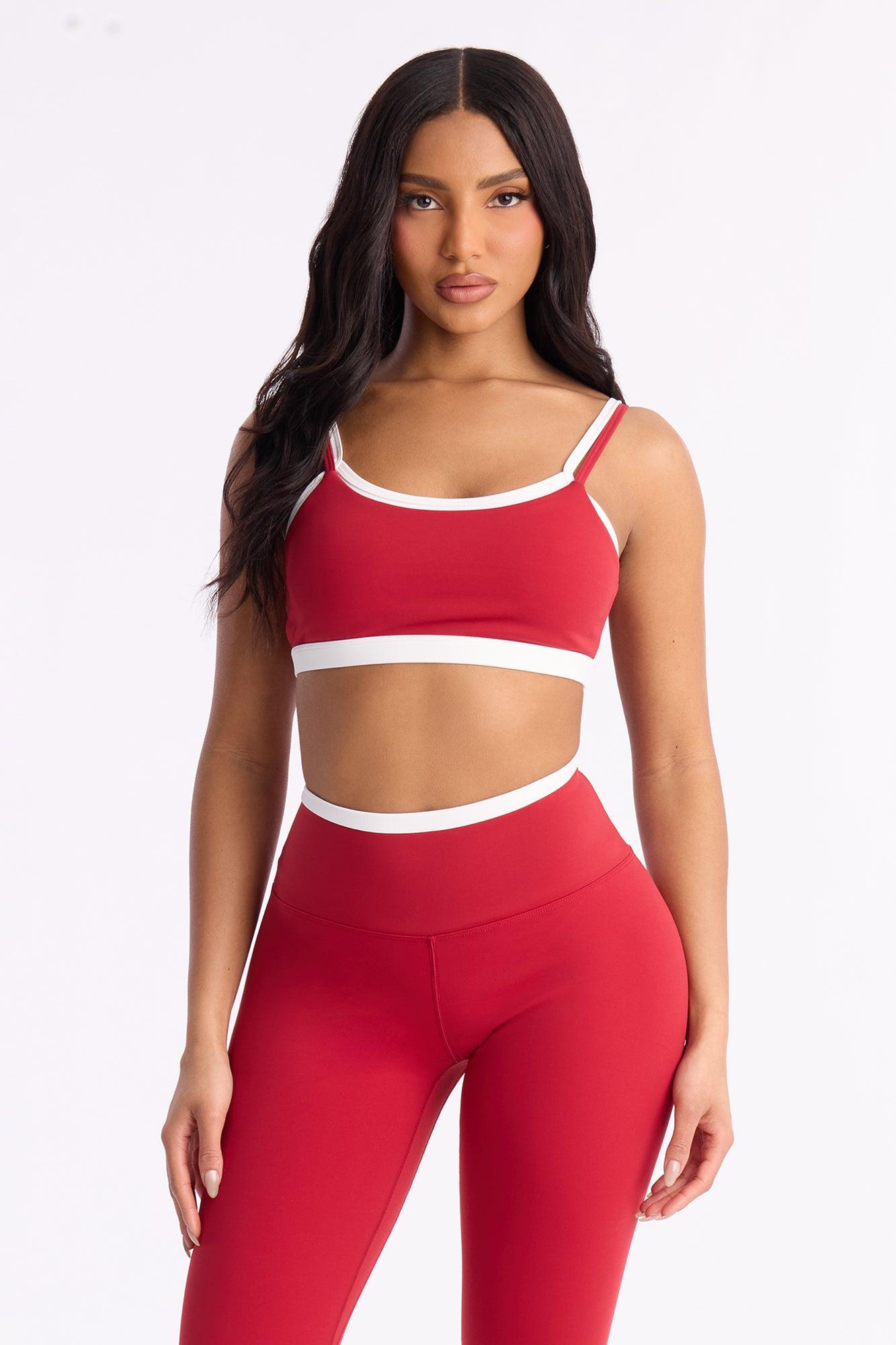 Double Take Contrast Legging Set - Red Female Product Image