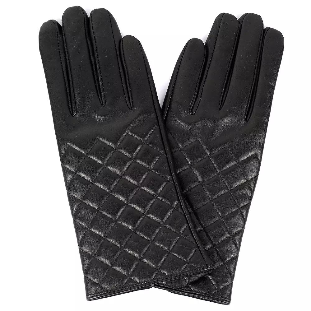 Women's Karla Hanson Quilted Leather Touch Screen Gloves,  Product Image