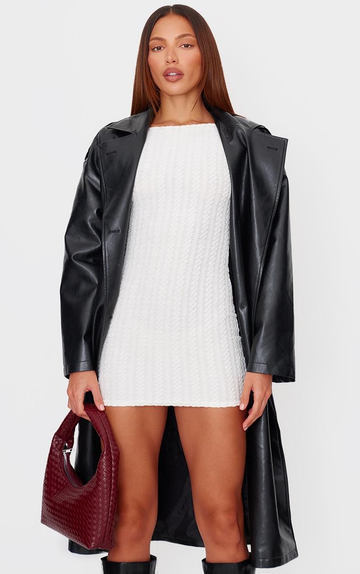  Cream Towel Boat Neck Bodycon Dress Product Image