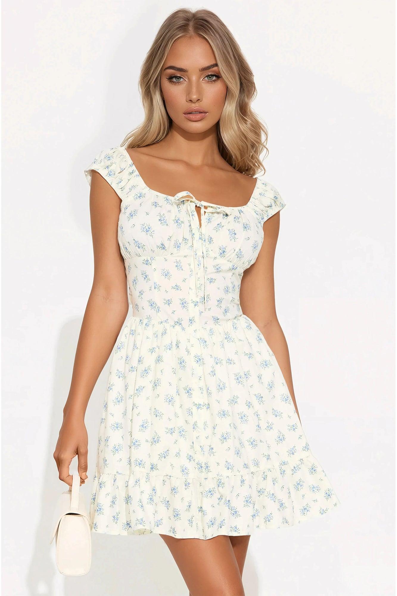 May Flowers Floral Mini Dress - Blue Product Image