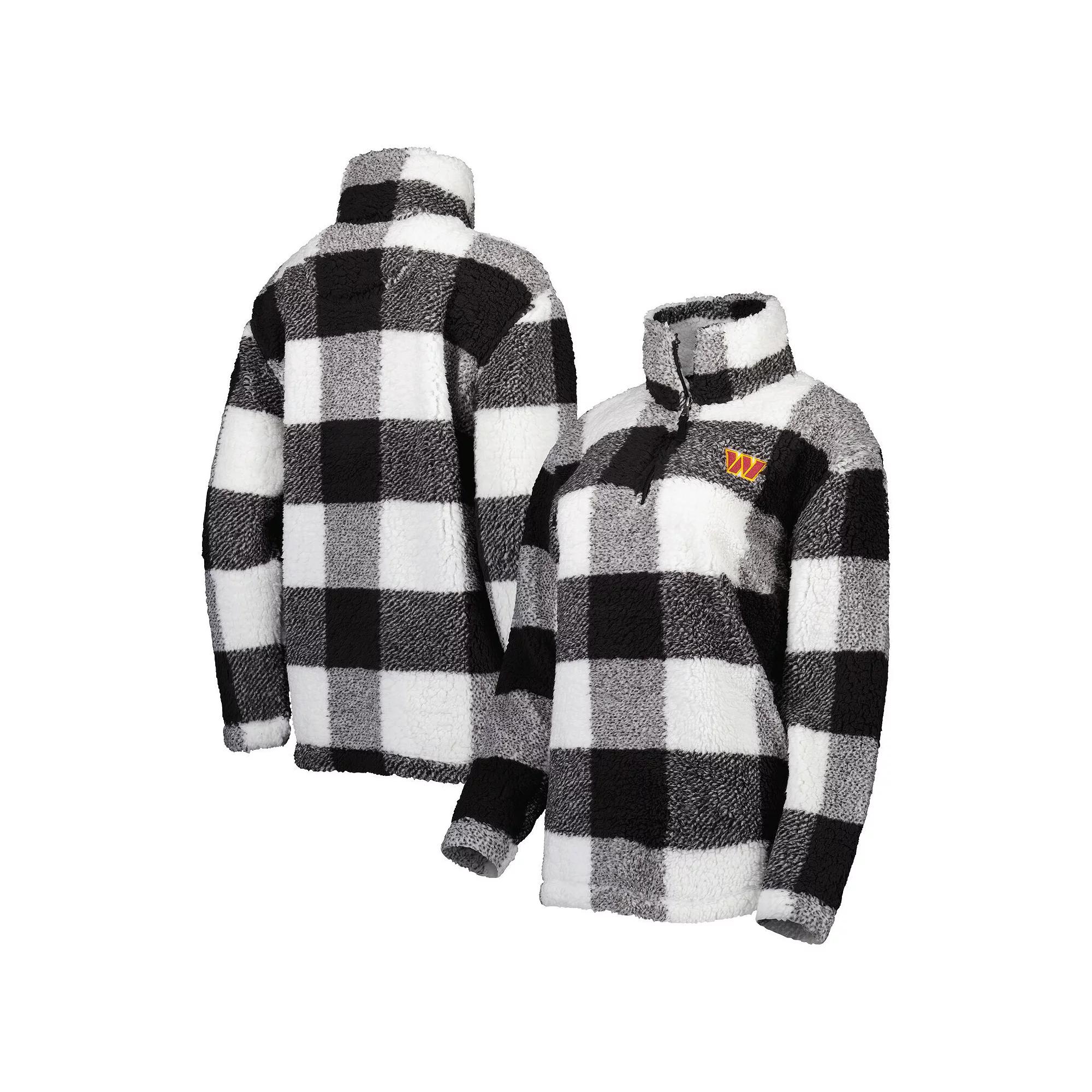 Women's G-III 4Her by Carl Banks Black Washington Commanders Sherpa Plaid Quarter-Zip Jacket, Size: XS, Wft Black Product Image