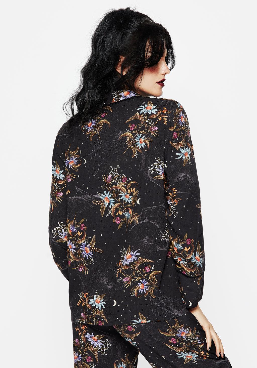Cleome Floral Spiderweb Button Up Pyjama Top Product Image