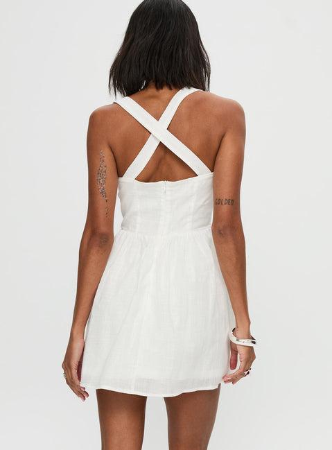 Zolena Halter Mini Dress White Product Image