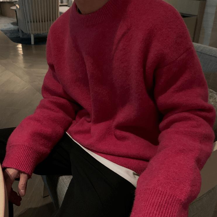 RT No. 6347 MOHAIR KNITTED ROUND NECK SWEATER Product Image