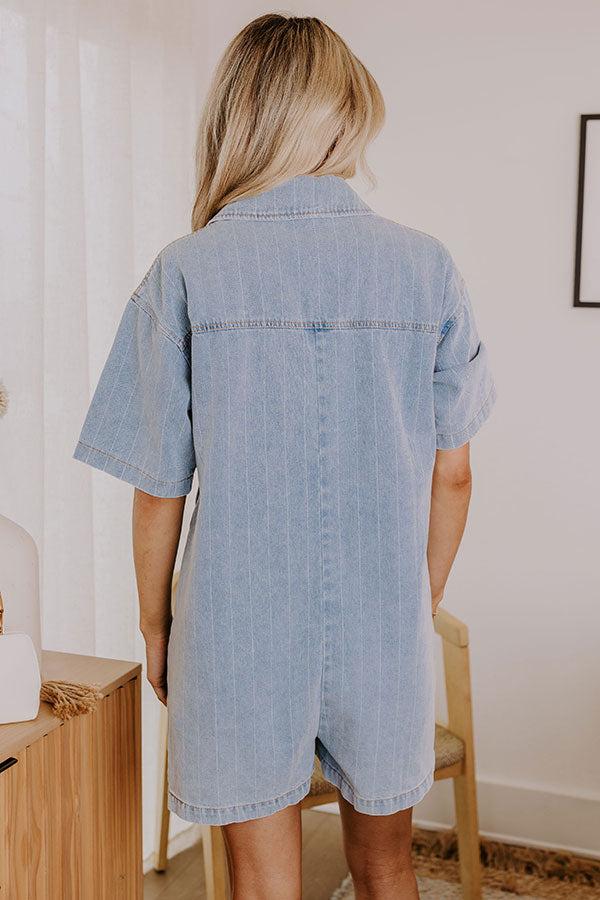 Heart On The Line Denim Romper Product Image