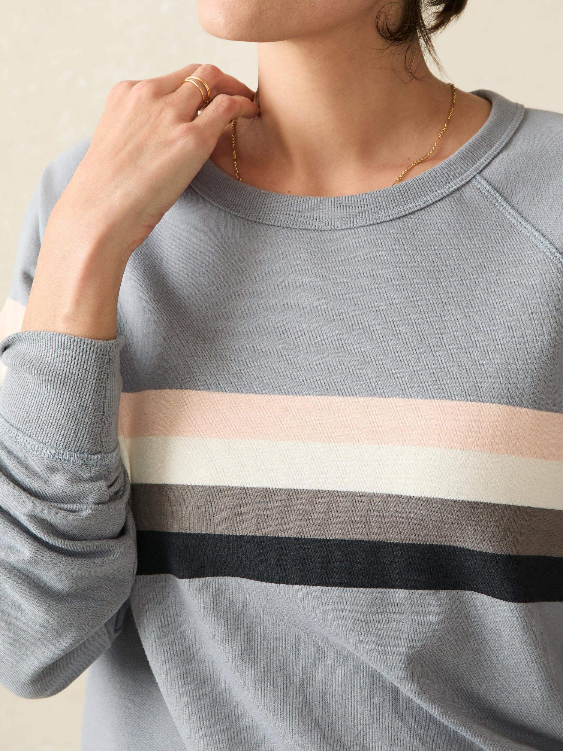 Coastal Cloud Cotton Crew - Blue Westward Stripe Female Product Image