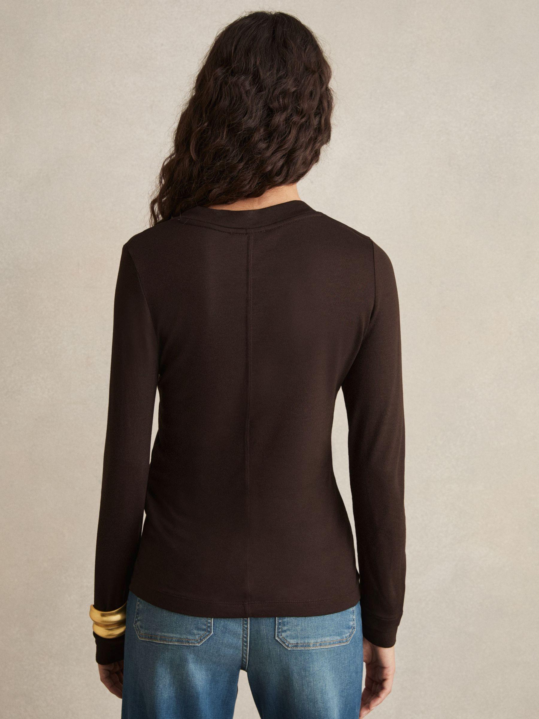 Jersey V-Neck Top in Chocolate Product Image