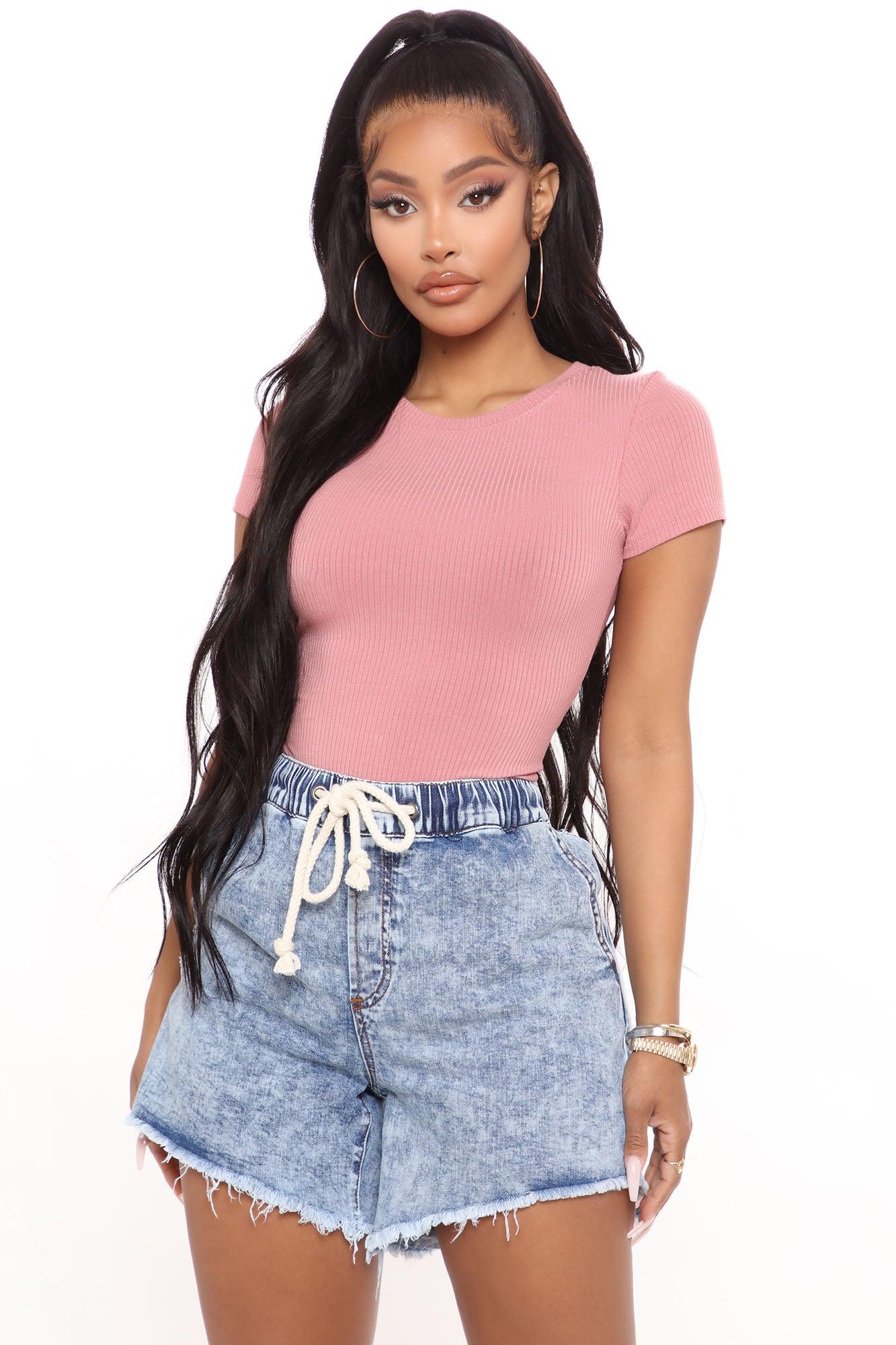 Aliza Ribbed Bodysuit - Blush Product Image