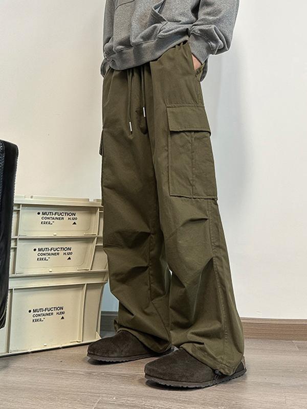 Men's Solid Big Pocket Cargo Pants Product Image