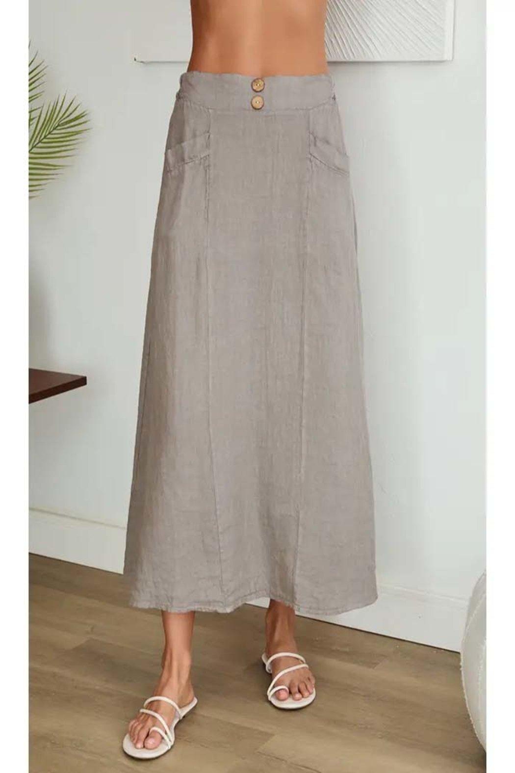 Front Pocket Linen Maxi Skirt Product Image