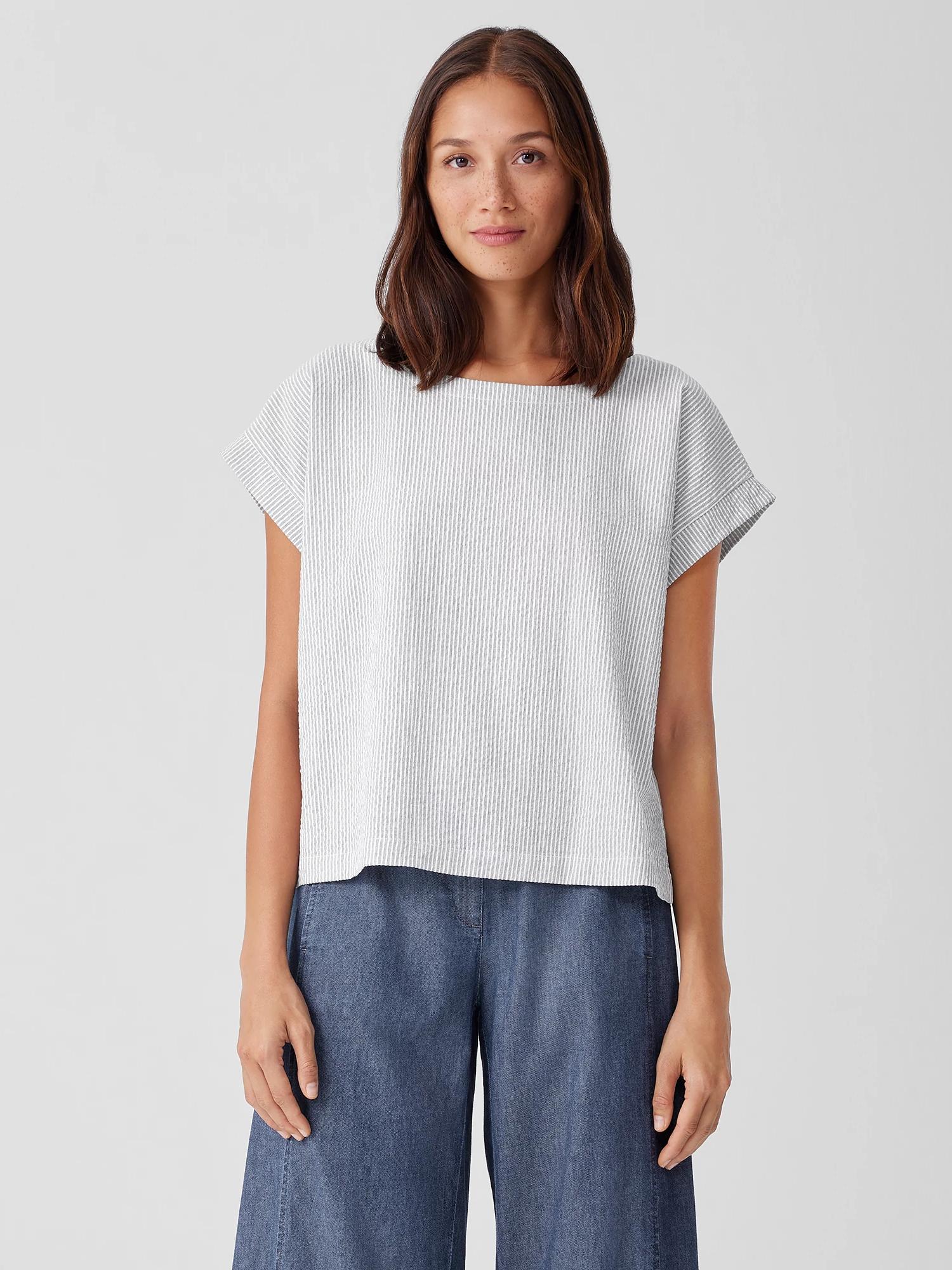 Organic Cotton Ripple Ballet Neck Top Product Image