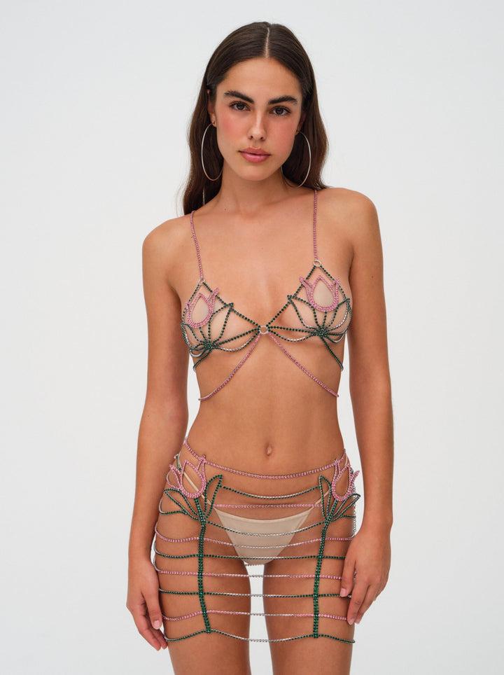 Tulip Rhinestone Bralette — Pink Product Image