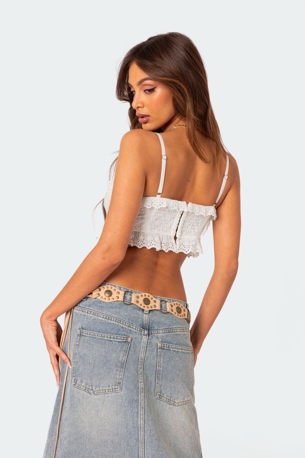 Mandy Cropped Cotton Lace Corset Product Image