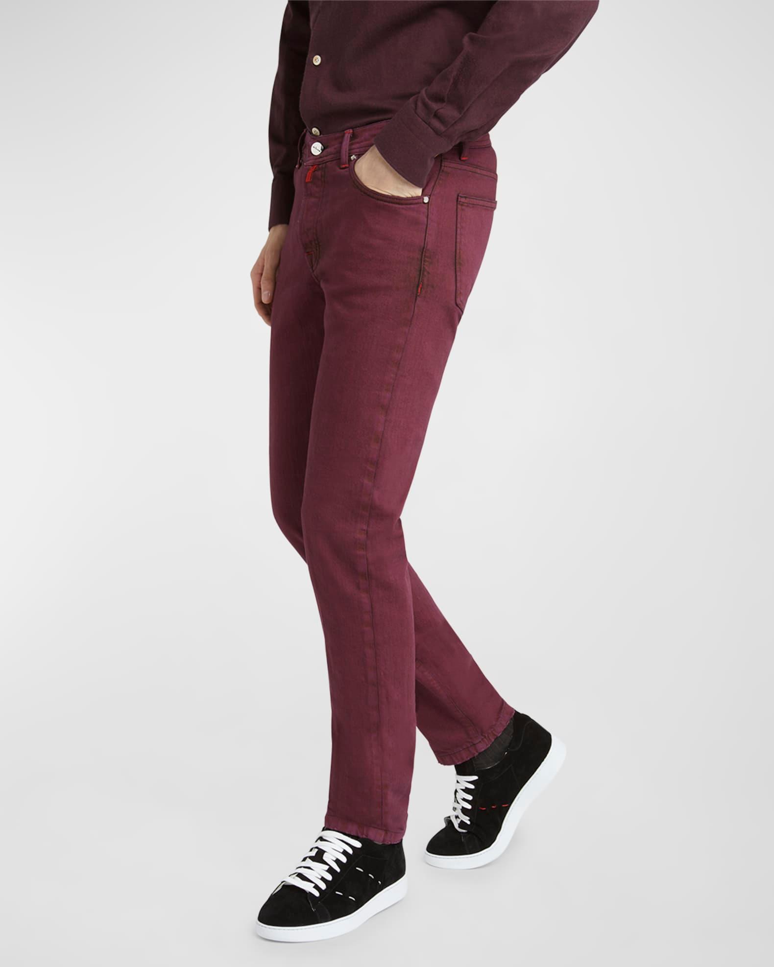 Men's Burgundy Overdyed Straight-Leg Jeans Product Image