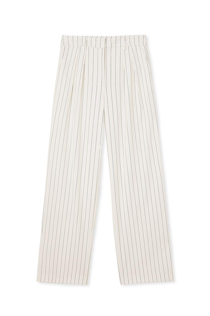 Striped Pleated High Waist Trousers Product Image