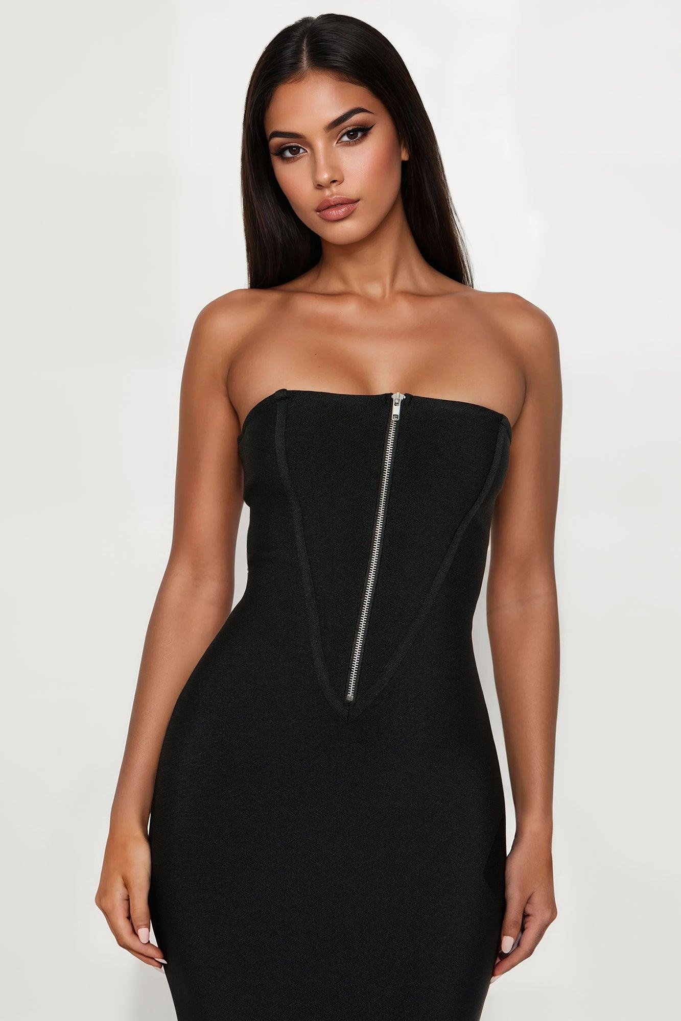 Zora Bandage Multi Way Midi Dress - Black Product Image